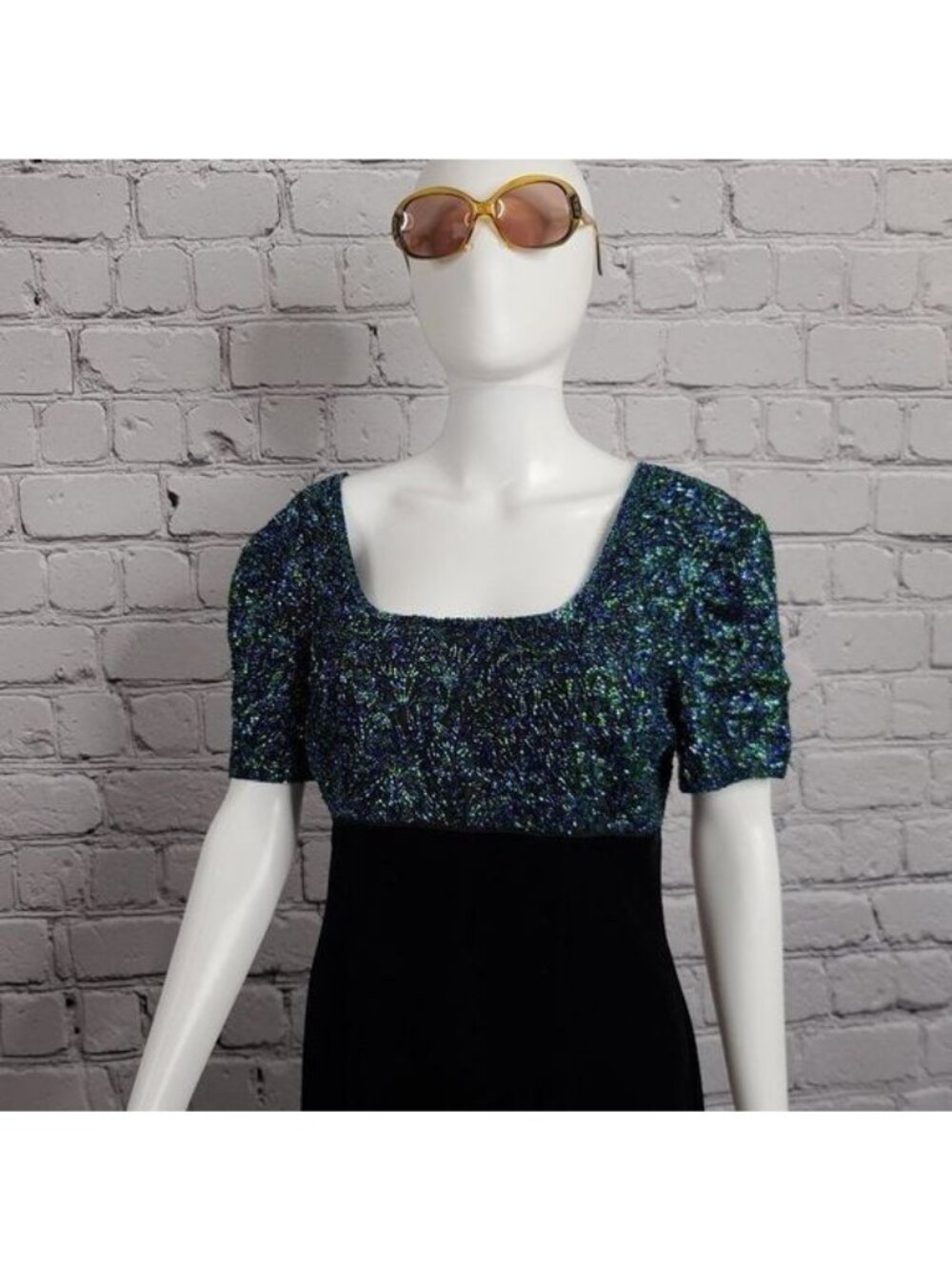 Scala Vintage Beaded Velour Dress, Size 8